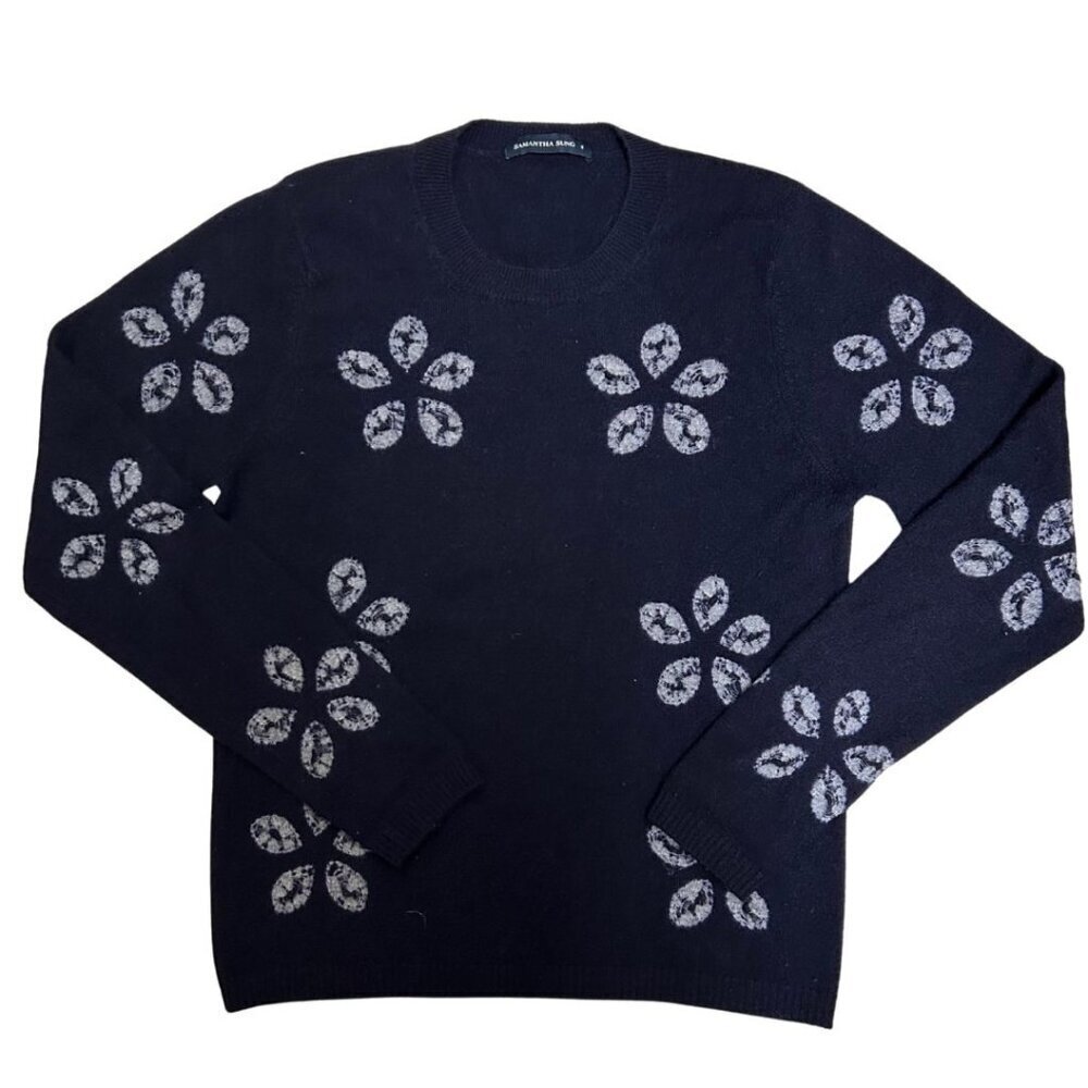 Samantha Sung Cashmere Floral Sweater – Size Small